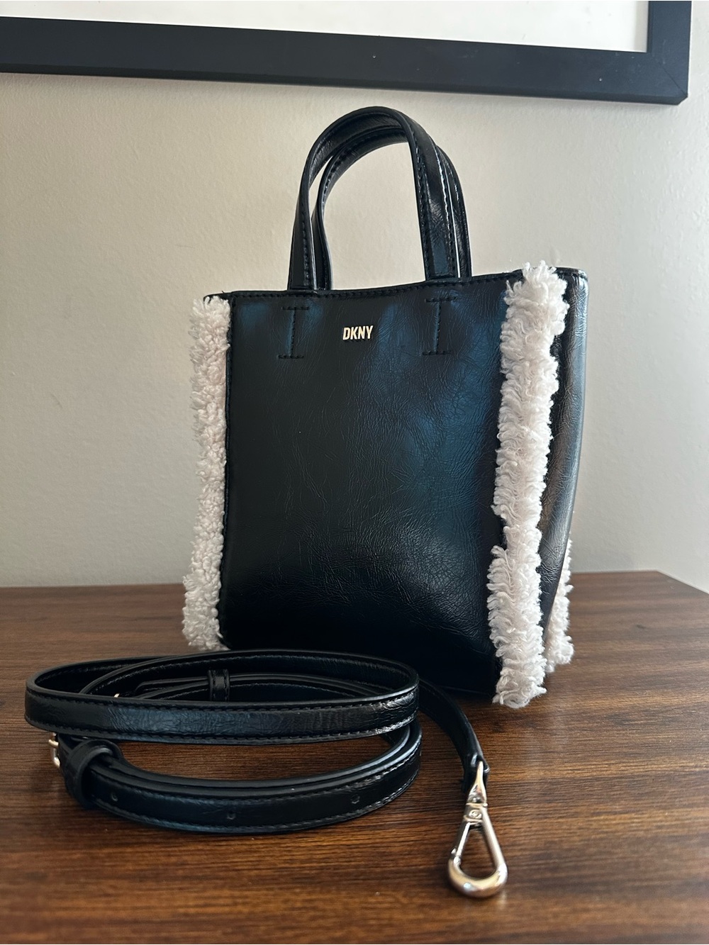 DKNY Mini Crossbody Sherpa Side Panels
